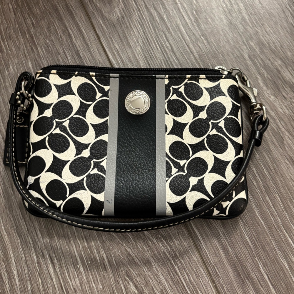 Coach Black and White Wristlet